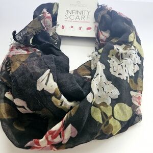Floral Black Infinity Fashion Scarf